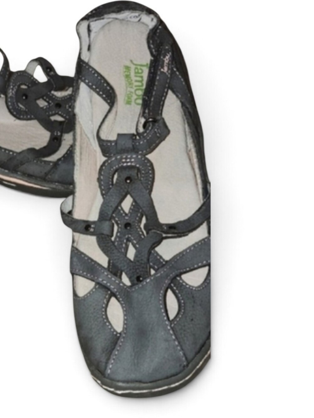 Jambu Mary Jane Flats Womens 7.5 Charcoal Gray Braided Cutout Comfort Shoes